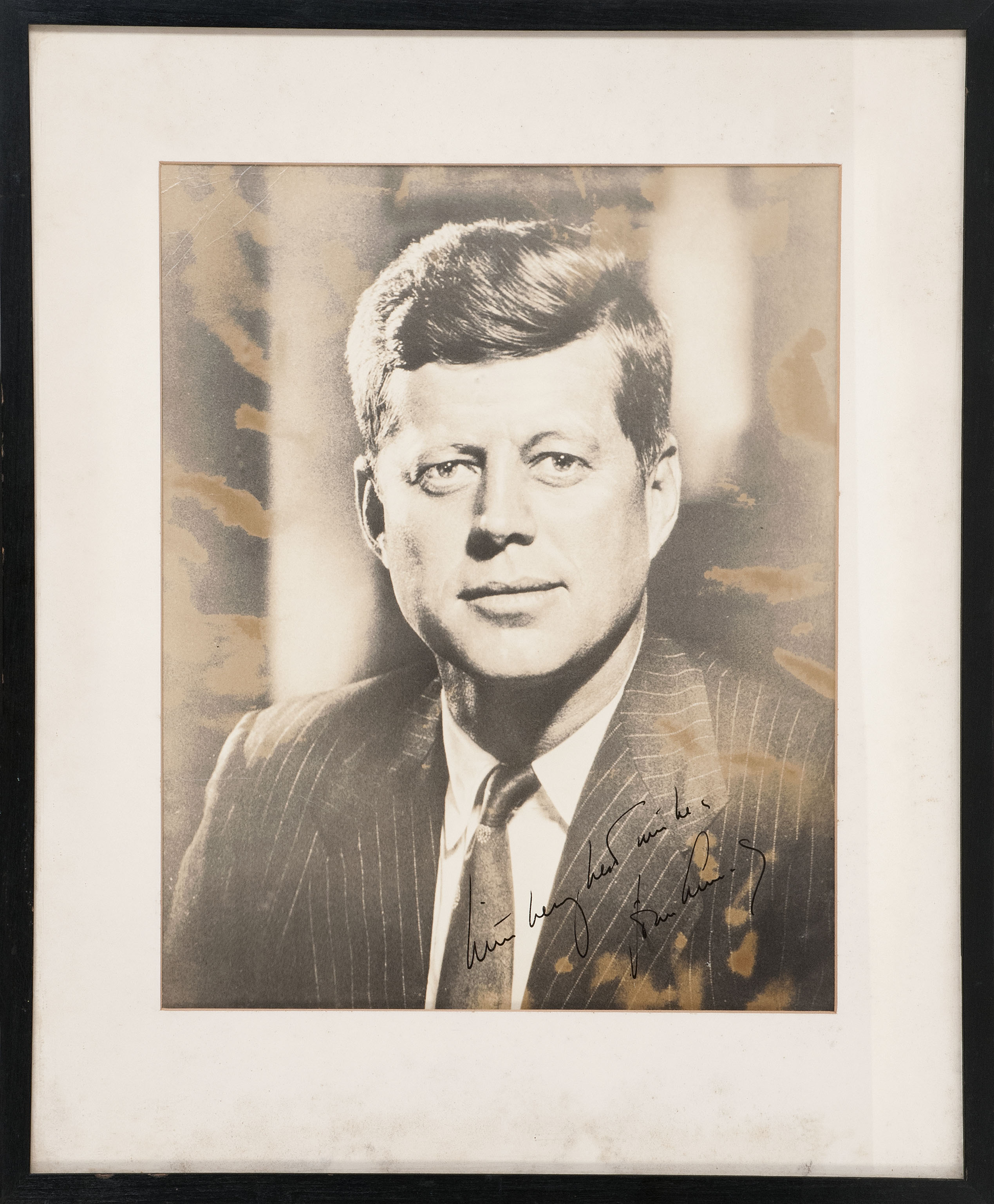 Appraisal: FRAMED AUTOGRAPHED PHOTOGRAPH OF JOHN F KENNEDY Inscribed and signed