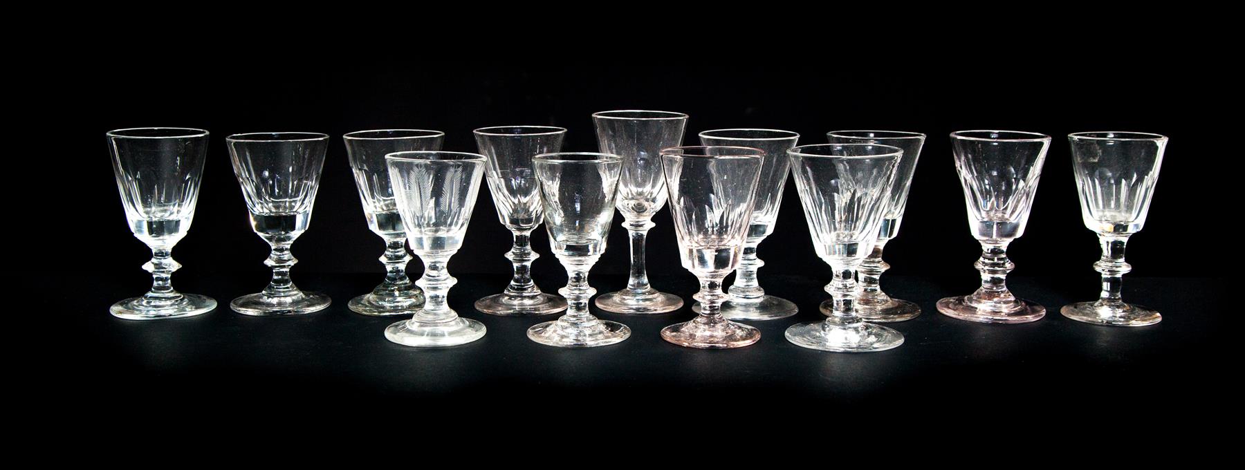 Appraisal: THIRTEEN BLOWN GLASS CORDIALS American and English late th-early th