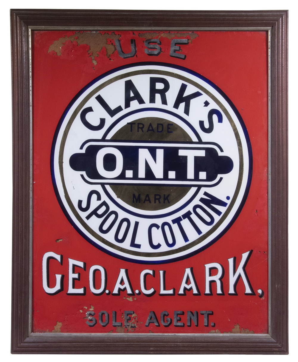 Appraisal: REVERSE GLASS DRY GOODS STORE ADVERTISING SIGN FOR CLARK'S O