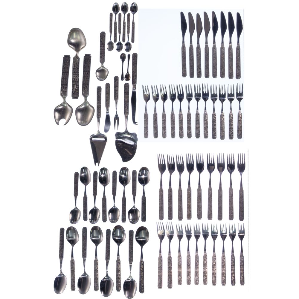 Appraisal: NORWEGIAN KONGE-TINN PEWTER FLATWARE SERVICE pieces Heilag Olav Og Hans