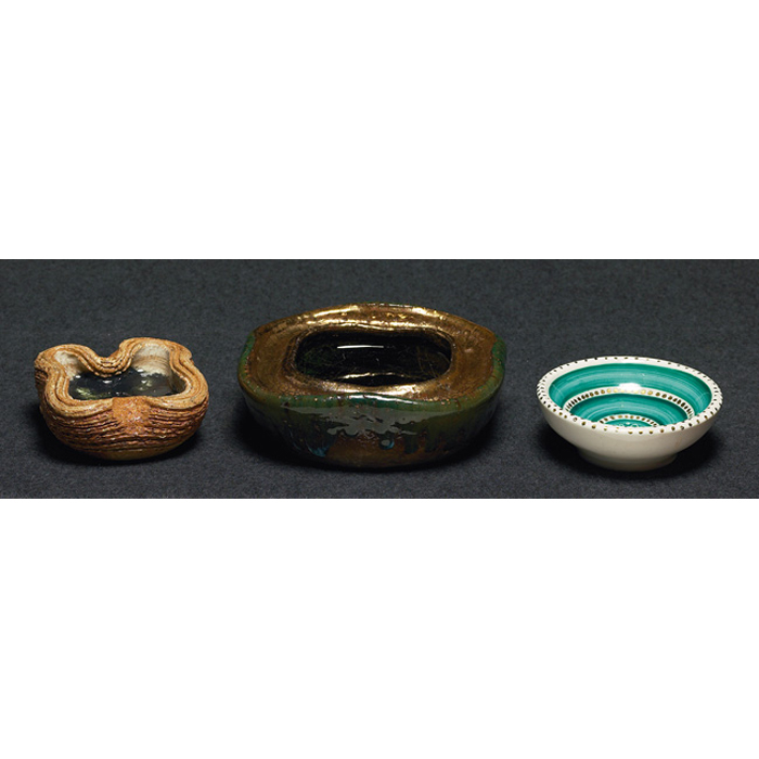 Appraisal: Waylande Gregory bowls three assorted two with inset green resin