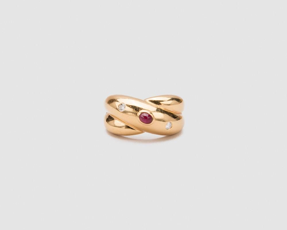 Appraisal: CARTIER K Yellow Gold Ruby and Diamond Ring CARTIER K