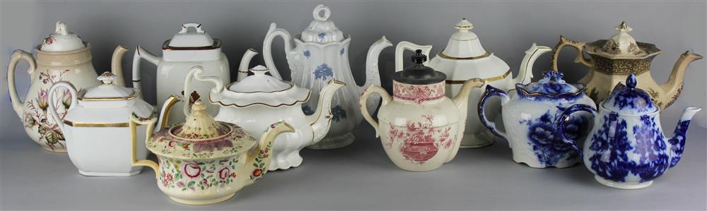 Appraisal: TEN VARIOUS ENGLISH COFFEE AND TEAPOTS AND COVERS late th