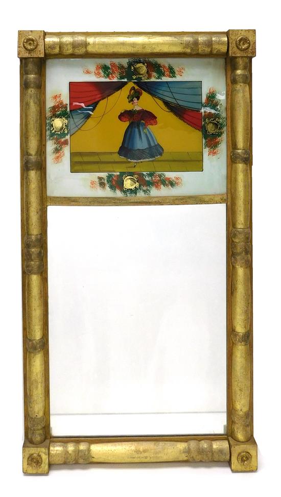 Appraisal: Early th C Federal gilt wall mirror reverse painted tablet