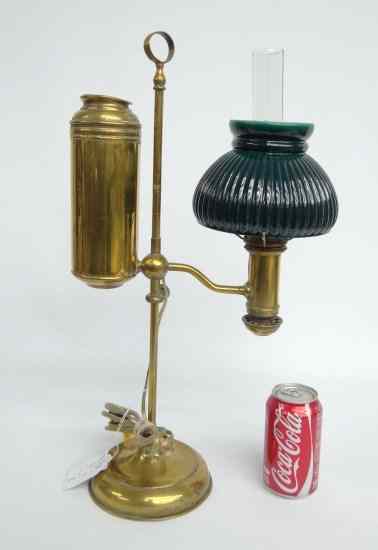 Appraisal: th c brass student lamp Electrified '' Overall Ht