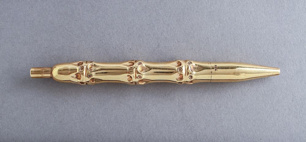 Appraisal: K Yellow Gold Bamboo Motif Roller Ball Pen K yellow