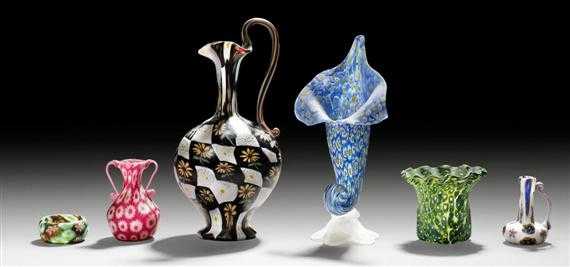 Appraisal: FRATELLI TOSO MURANO LOT OF VASES circa Millefiori murrine glass