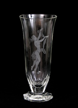 Appraisal: A Vintage Deco Glass Vase A vintage Deco clear etched