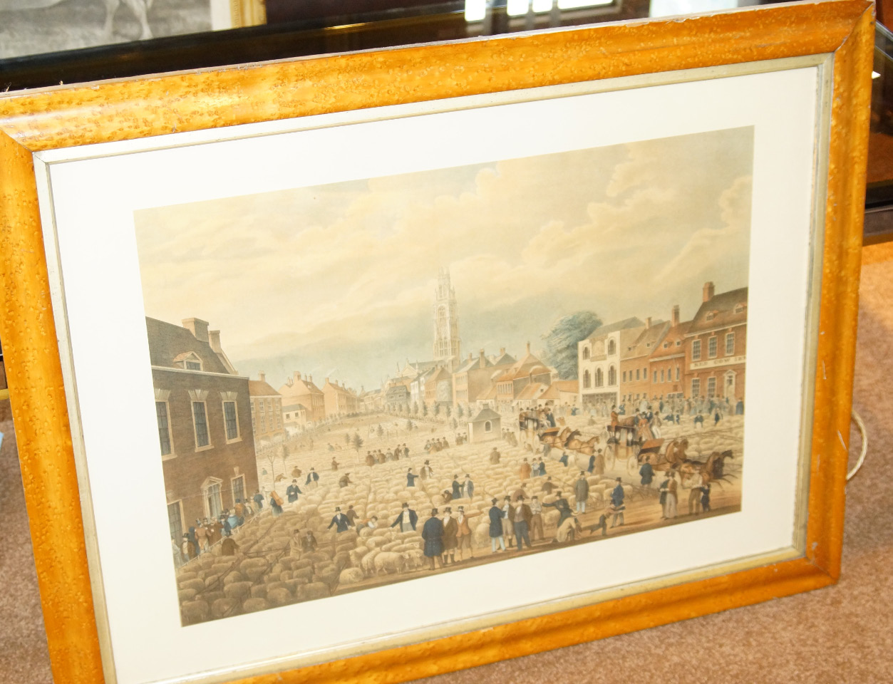 Appraisal: thC School Wide Bargate Sheepmarket Boston Lincolnshire coloured lithograph trimmed