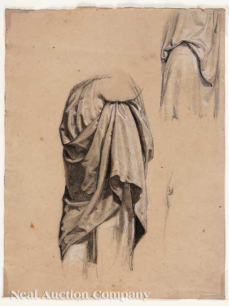 Appraisal: Continental School th c Drapery Study graphite black chalk and