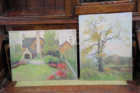 Appraisal: TWO LANDSCAPE PAINTINGS DORA G MCCOLLISTER OHIO - Oil on