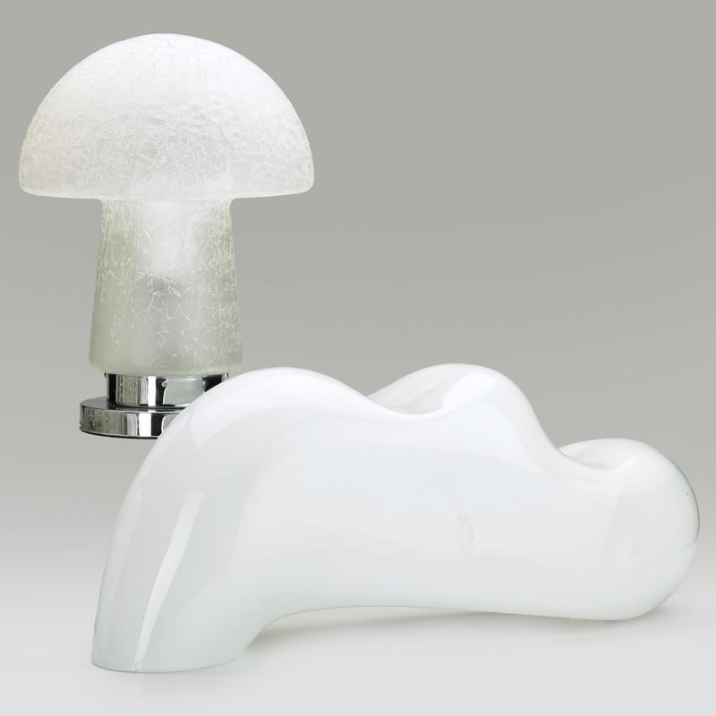 Appraisal: VISTOSI attr ETC Organic cased glass lamp together with mushroom-shaped