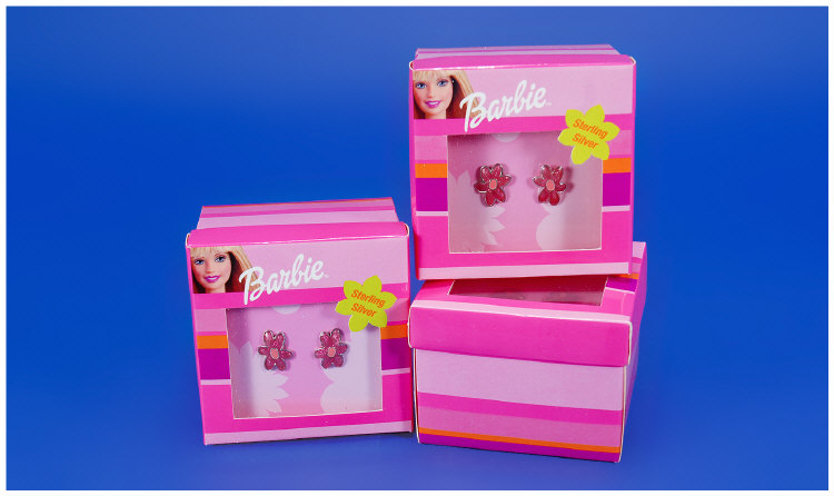 Appraisal: Boxes of Barbie Sterling Silver Boxed Earring Sets