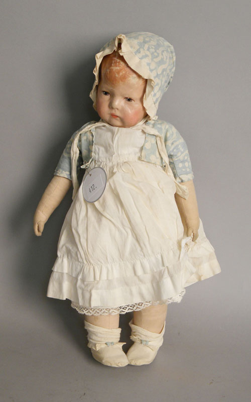 Appraisal: Kathe Kruse muslin doll early th c signed and numbered