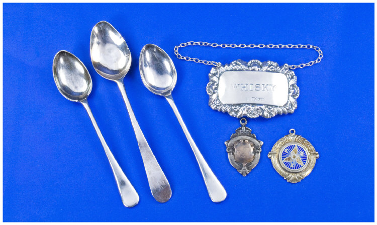 Appraisal: Small Collection Of Silver Comprising Three Silver Tea Spoons Two