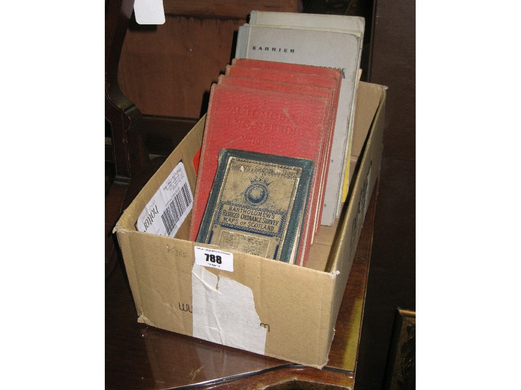 Appraisal: Box of engineering books and a map