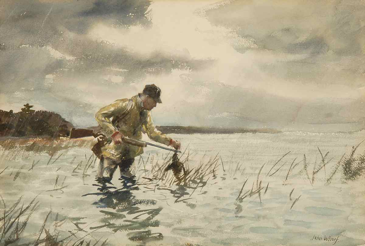 Appraisal: JOHN WHORFAmerican - Duck hunter in a marsh Signed lower