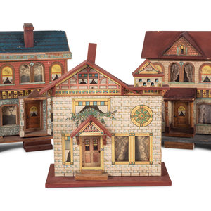 Appraisal: Three R Bliss Manufacturing Dollhouses Pawtucket Rhode Island Circa Height