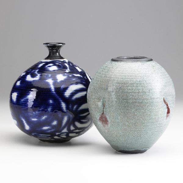 Appraisal: OTTO HEINO Two handthrown porcelain vessels Both signed and dated