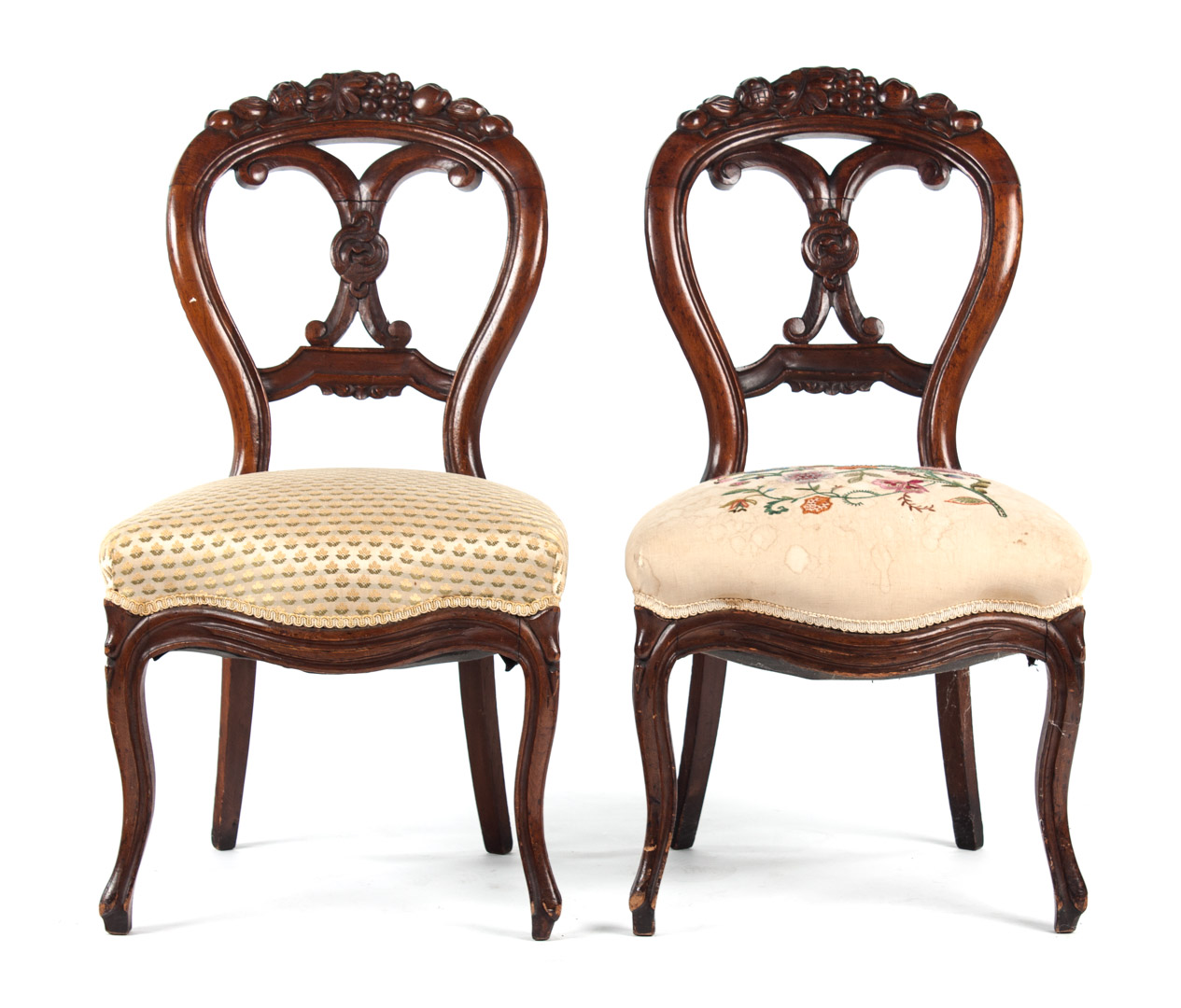 Appraisal: Four Rococo Revival walnut side chairs mid- th century walnut