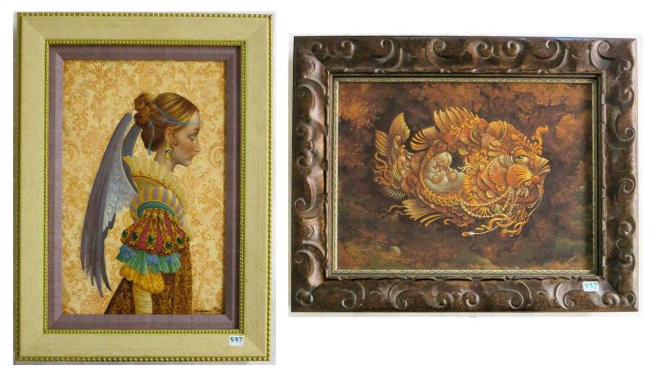 Appraisal: JAMES C CHRISTENSEN TWO GICLEE PRINTS ON CANVAS California born