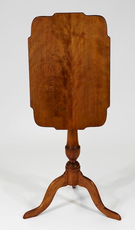 Appraisal: C New England Maple Snake Foot Tilt Top Table New