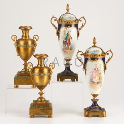 Appraisal: SEVRES ETC Two pair double handled urns th th c