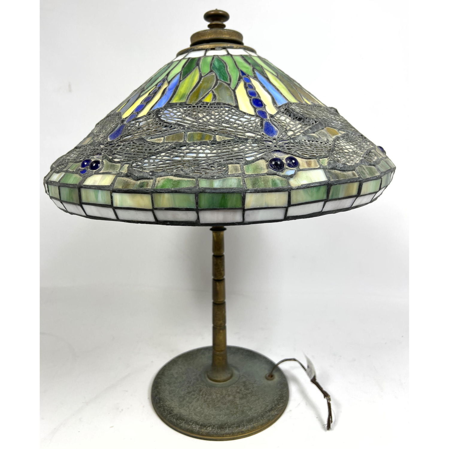 Appraisal: Vintage Copy of Tiffany Dragonfly Leaded Glass Lamp Dimensions H