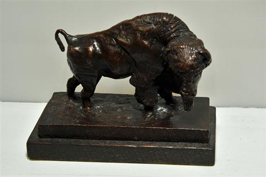 Appraisal: BRONZE BUFFALO SCULPTURE ''Last of the Herd'' Marked ''CMR'' with