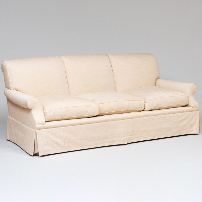 Appraisal: Colefax and Fowler Linen Upholstered Three Seat Paley Sofa A