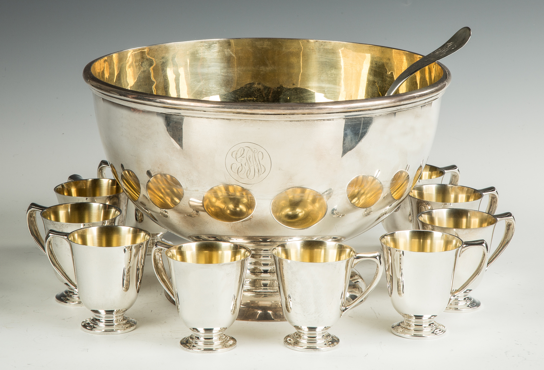 Appraisal: Bailey Banks and Biddle Sterling Silver Punch Bowl with Gold