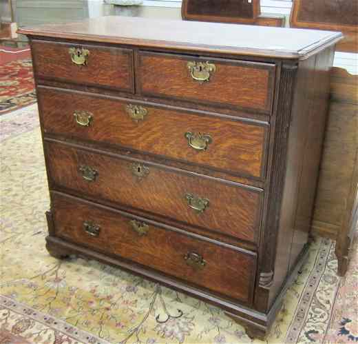 Appraisal: GEORGIAN OAK CHEST OF DRAWERS English th century having two