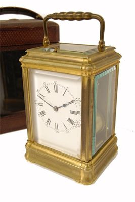 Appraisal: A French gilt brass repeating carriage clock by Henri Jacot