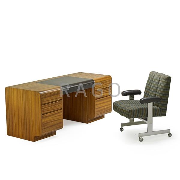 Appraisal: VLADIMIR KAGAN Crescent desk and Prew chair Condition Report Feaures