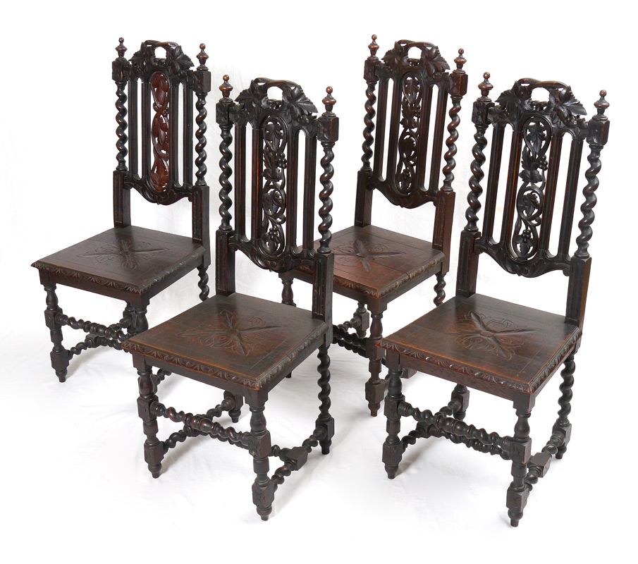 Appraisal: SET OF VICTORIAN ERA CARVED SIDE CHAIRS Each chair with