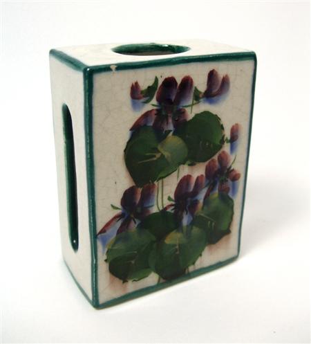 Appraisal: WEMYSS MATCHBOX CASE EARLY TH CENTURY decorated with violets painted