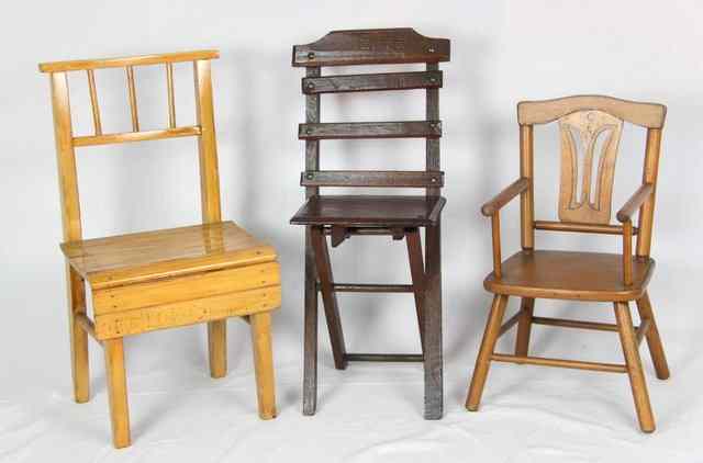 Appraisal: A collection of three dolls' chairs