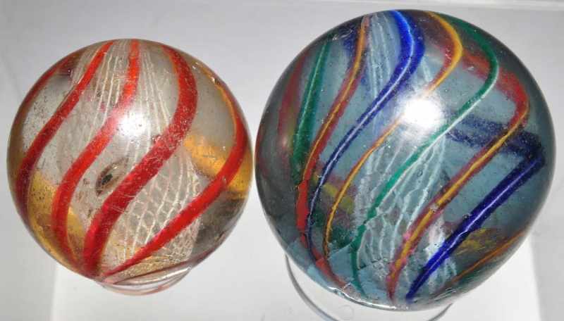 Appraisal: Lot of Large Latticino Swirl Marbles Description Smaller is a