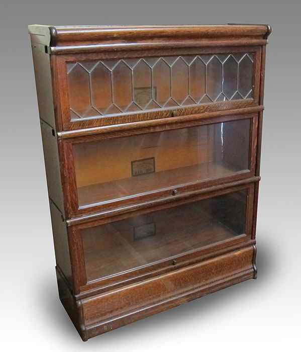 Appraisal: GLOBE WERNICKE TIGER OAK STACK BARRISTER BOOKCASE Leaded glass on