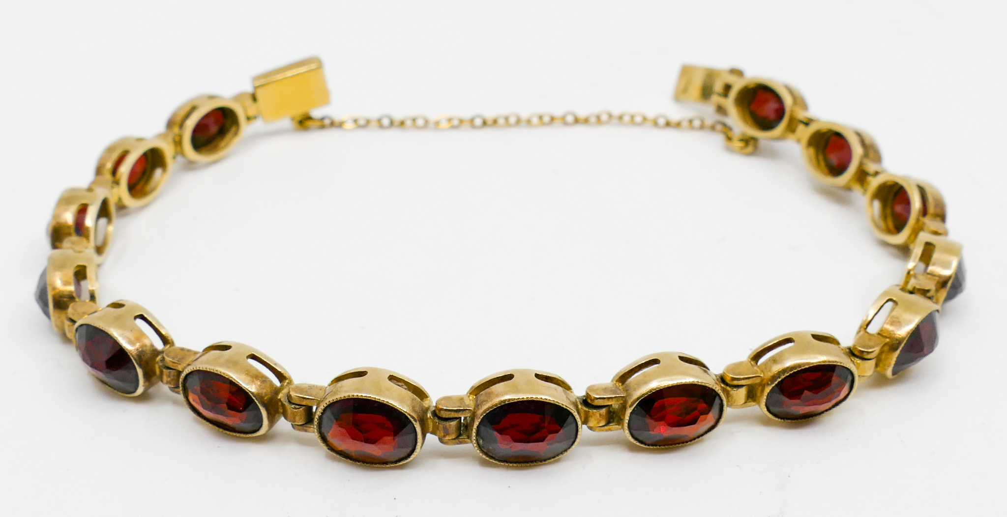 Appraisal: Garnet Gold Washed Sterling Bracelet '' - Grams TW