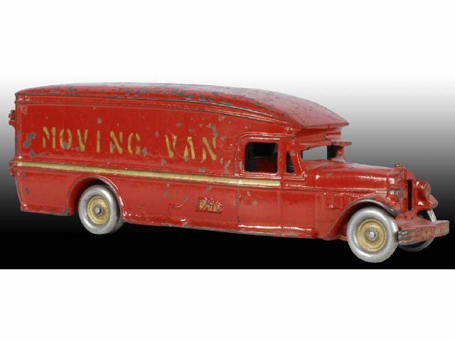 Appraisal: Cast Iron Arcade White Moving Van Toy Description Red with