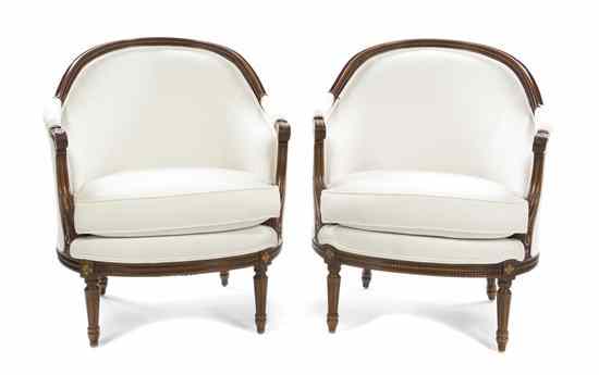 Appraisal: A Pair of Louis XVI Style Parcel Gilt Upholstered Tub