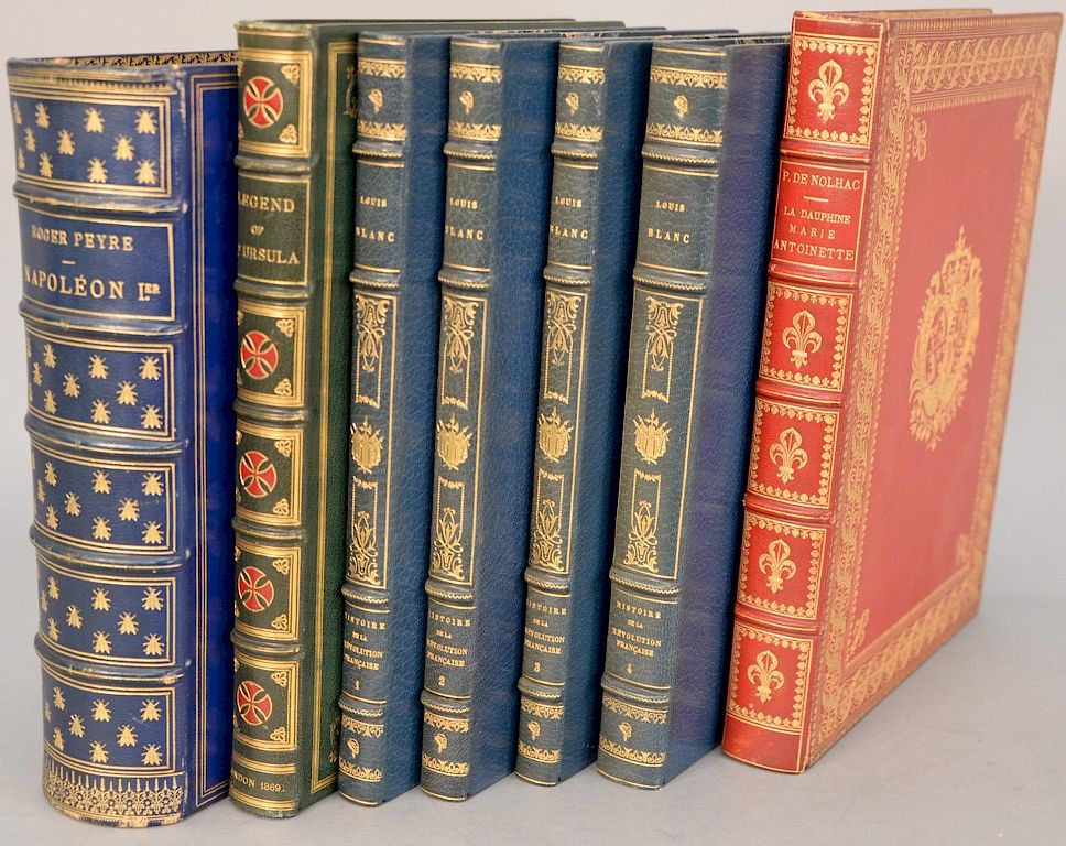 Appraisal: Seven leather bound books to include Napoleon First by Roger