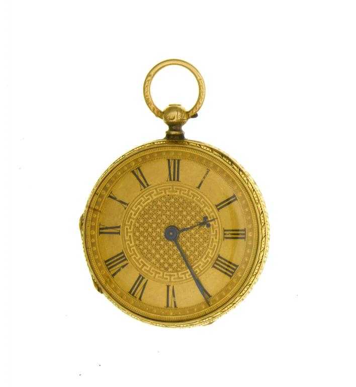 Appraisal: AN CT GOLD LEVER FOB WATCH with engine turned dial