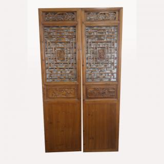 Appraisal: Pair of Antique Asian Carved Screens Antique carved wooden screens