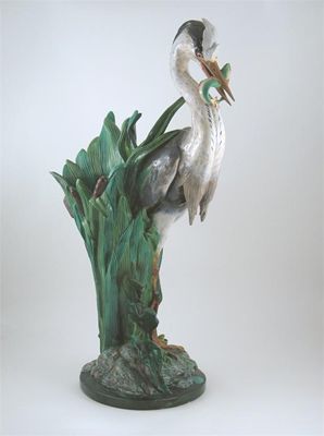 Appraisal: A large Minton Majolica stick stand modelled as a heron