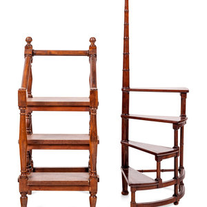 Appraisal: Two Mahogany Library Ladders Late th Early th Century Height