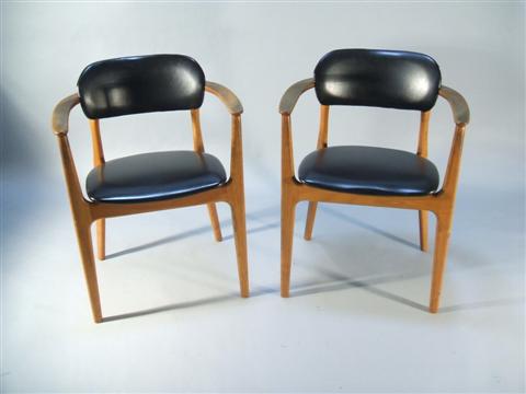 Appraisal: PAIR OF MODERN NORWEGIAN ARMCHAIRS Mid th century designed by