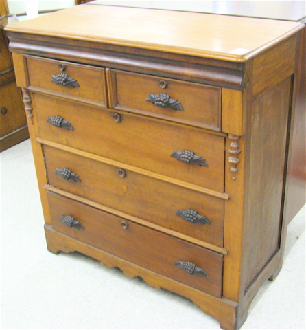 Appraisal: VICTORIAN WALNUT CHEST OF DRAWERS American th century having an