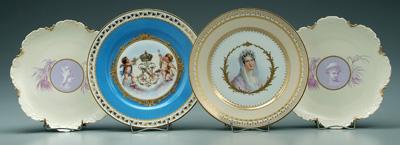 Appraisal: Four porcelain plates one Sevres central medallion with crown and